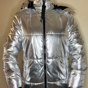 Forever 21 Metallic Silver Puffer Jacket